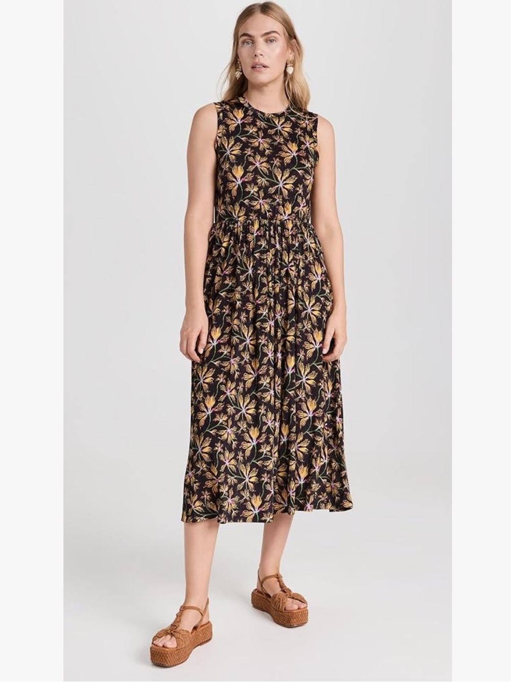ULLA JOHNSON Clea Sleeveless Floral Odessa Dress L - Picture 3 of 10